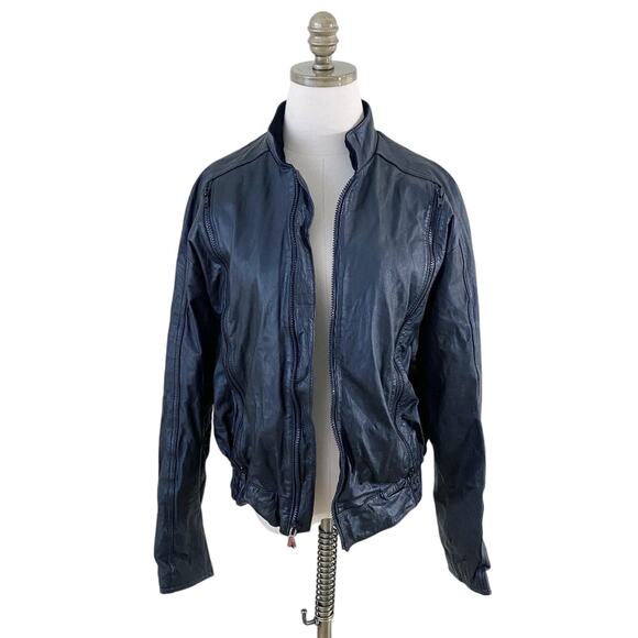 Hein Gericke Back Leather Bomber Jacket Zip Up Women's Size 42 EUC - Picture 1 of 9